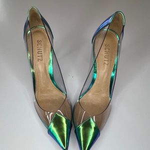 Schutz - Cendi Pump in Clear & Blue Holographic